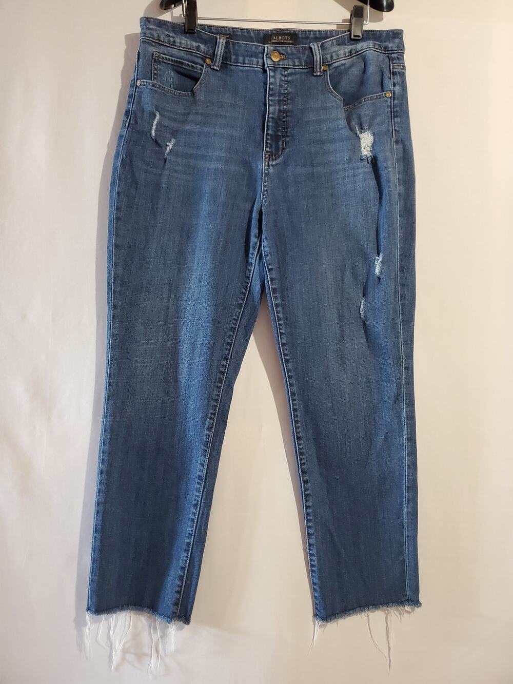Talbots Flawless Five Pocket Slim Straight High Waist Crop Denim Jeans Womens 12